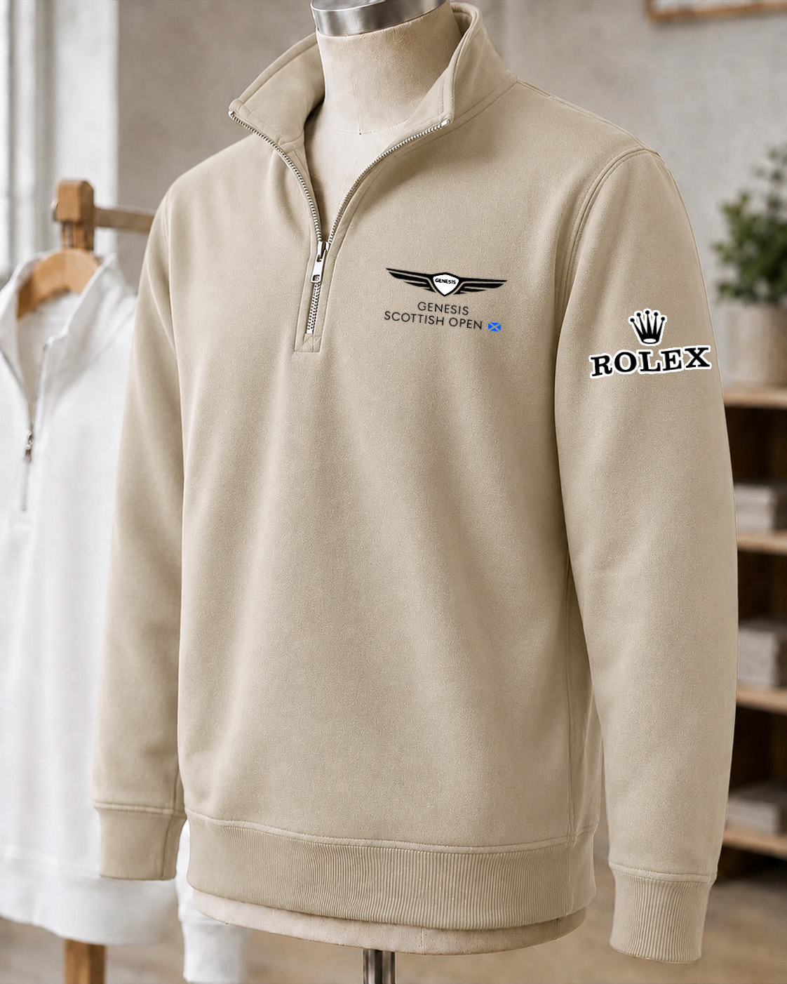 Genesis Scottish Open 2026 Rolex GE01 Embroidered Logo and City Premium Quarter-Zip Pullover Sweatshirt - Image 4