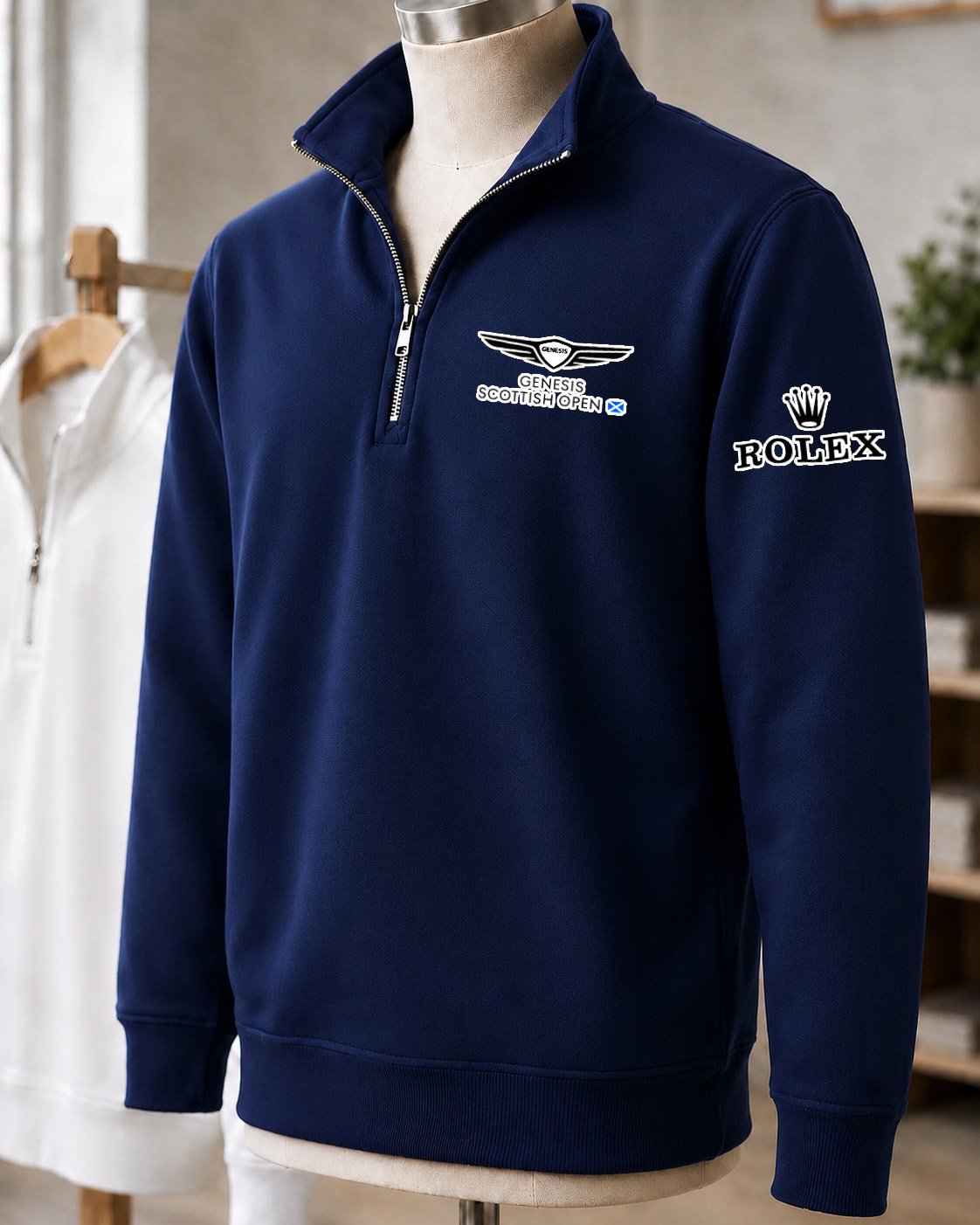Genesis Scottish Open 2026 Rolex GE01 Embroidered Logo and City Premium Quarter-Zip Pullover Sweatshirt