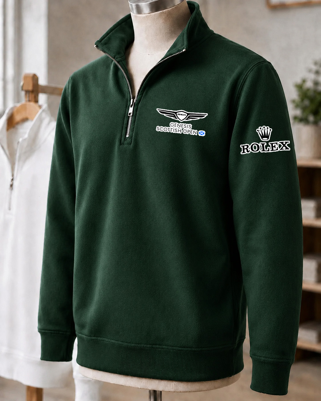 Genesis Scottish Open 2026 Rolex GE01 Embroidered Logo and City Premium Quarter-Zip Pullover Sweatshirt - Image 7