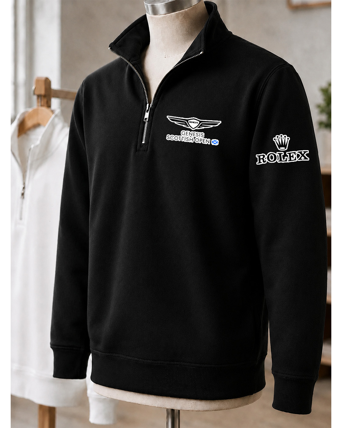 Genesis Scottish Open 2026 Rolex GE01 Embroidered Logo and City Premium Quarter-Zip Pullover Sweatshirt - Image 8